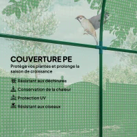 Outsunny Serre tunnel de jardin 3,24m², serre de jardin tunnel porte et fenêtre enroulables, bâche PE, 180 x 180 x 200 cm, verte(m-4)