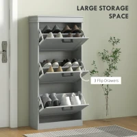 HOMCOM Three-Drawer Minimalistic Shoe Cabinet - Grey(m-4)