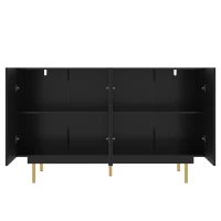 Dulap minimalist pentru sufragerie, cu 4 uși și rafturi reglabile, 140x38,5x82,5 cm, Negru(m-8)