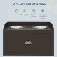 PawHut Statie Hranire Caini Mari – Suport inaltat cu 2 Boluri(m-6)