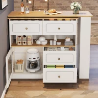 Bancone da bar allungabile con contenitore, girevole a 360°, MDF e vetro, 125-181x39x104,5 cm, Bianco(m-5)