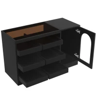 Commode moderne à tiroirs, meuble de salle à manger avec éclairage LED et 6 tiroirs, 120x40x75 cm, Noir(m-2)