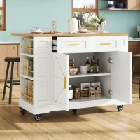 Îlot de cuisine moderne avec plateau de table réglable, table à manger multifonctionnelle avec rangement, 120x40/65x90 cm,Blanc(m-4)