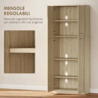 HOMCOM Mobile Contenitore Minimal con 2 Armadietti e Mensole Regolabili, in Legno color Rovere, 59x31x155 cm(m-6)