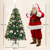 HOMCOM Árvore de Natal de 180 cm com Decorações 200 Luzes LED Branco Quente 8 Modos de Iluminação e 650 Ramos Verde(m-3)