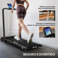SPORTNOW Passadeira Dobrável com Inclinação Passadeira Elétrica com 2,0HP 6 km/h Ecrã LED e Controlo Remoto103x55x100 cm Preto(m-8)