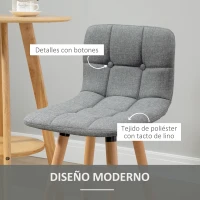 HOMCOM Juego de 2 Taburetes Altos de Cocina con Respaldo Reposapiés Patas de Madera Estilo Moderno Gris(m-5)