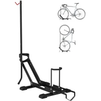 SPORTNOW Support de vélo réglable en hauteur, support de sol autoportant pliable pour vélo de 20 à 29 pouces, noir(m-11)