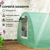 Outsunny Seră de Grădină Tunel cu 5 Ferestre Rulante din Oțel, PE și PP, 300x80x45 cm, Verde(m-4)