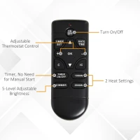 HOMCOM Electric Firplace Suites & Mantelpiece w/LED Flames Remote Marble Stone Modern Curved Surround Intelligent Safe Tempered Glass Adjustable Thermal 1000W/2000W(m-6)