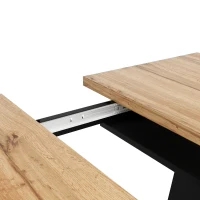 Table de salle à manger extensible avec pieds en V, MDF et métal, 118-157x70x75 cm, Couleur naturelle(m-6)