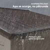 Outsunny Căsuță de Grădină din Oțel cu Efect de Lemn și Uși Duble Glisante, 278x195x215 cm, Maro(m-7)