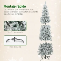 HOMCOM Árbol de Navidad Estrecho 210 cm con Luces LED Bicolores 11 Modos de Iluminación 687 Ramas Verde(m-7)