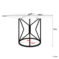 Tavolo da pranzo rotondo in MDF con gambe in metallo, 100x100x76 cm, Bianco e Nero(m-3)