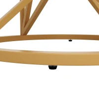 Tavolo da pranzo rotondo in MDF, gambe in metallo, 100x100x76 cm, Bianco e Oro(m-6)