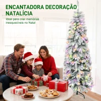 HOMCOM Árvore de Natal Estreita 180 cm Árvore de Natal Nevada com Luzes LED Temporizador 11 Modos de Iluminação Verde(m-4)