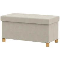 HOMCOM Aufbewahrungsbank Fassungsvermögen 67 l 76x38x38 cm Samtbezogen Tragkraft 120 kg für Wohnzimmer Schlafzimmer Creme(m-6)