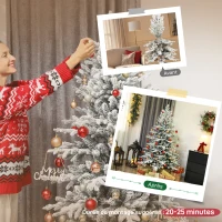HOMCOM Sapin de Noël artificiel floqué de neige 180 cm, arbre de Noël avec 1815 branche, support en métal pliable, vert(m-7)