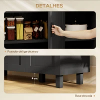 HOMCOM Aparador para Sala de Estar Móvel Buffet com 3 Portas e Prateleiras Ajustáveis 90x30x90 cm Preto e Madeira(m-6)