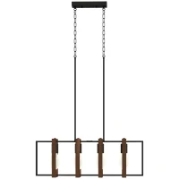 HOMCOM Moderne Pendelleuchte, Deckenleuchte mit 4 drehbaren Rahmen und verstellbarer Höhe, 80 x 21 x 90-130 cm, Nussbaum(m-7)