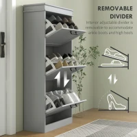 HOMCOM Three-Drawer Minimalistic Shoe Cabinet - Grey(m-6)