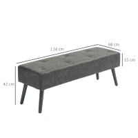 HOMCOM Banco de Pie de Cama Banqueta de dormitorio con Patas de Madera y Asiento Acolchado 114x38x42 cm Gris(m-3)