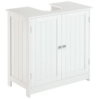 HOMCOM Meuble sous lavabo, meuble de salle de bain placard à 2 portes, étagère réglable, anti-humidité, 60 x 30 x 60 cm, blanc(m-11)