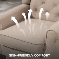 HOMCOM Wingback Accent Chair, Retro Upholstered Button Tufted Occasional Chair for Living Room and Bedroom, Beige(m-6)