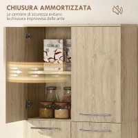 HOMCOM Mobile Contenitore Minimal con 2 Armadietti e Mensole Regolabili, in Legno color Rovere, 59x31x155 cm(m-7)