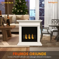 HOMCOM Semineu cu Etanol fara Aerisire, Semineu fara Ventilatie, Semineu Independent cu Capac de Flacara, Rezervoare de 0,4L, Max 18㎡, Arde cu Alcool Lichid si Alcool Solid, Alb(m-7)