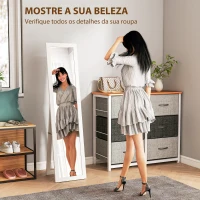 HOMCOM Espelho de Pé 37x155 cm Espelho de Corpo Inteiro Espelho de Parede Retangular com Estrutura de Madeira Branco com Veios(m-4)