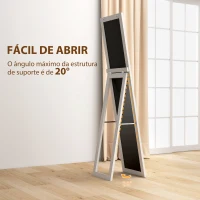 HOMCOM Espelho de Pé 37x155 cm Espelho de Corpo Inteiro Espelho de Parede Retangular com Estrutura de Madeira Branco com Veios(m-6)