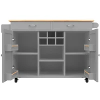 Îlot de cuisine moderne, table à manger multifonctionnelle avec espace de rangement, 102x45x92 cm, Gris(m-2)