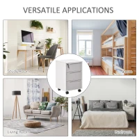 HOMCOM Dulap de Birou cu 3 Sertare cu Chei și 4 Rotile Alb și Gri(m-6)