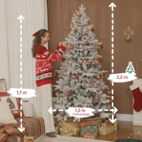 HOMCOM Árvore de Natal Artificial 210 cm Árvore de Natal Nevada com 1154 Ramos Base Dobrável e Fácil de Montar Verde(m-3)