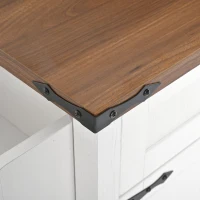 Îlot de cuisine avec plateau rabattable, avec 4 portes et 2 tiroirs, 140x45/73x92 cm, Blanc(m-6)