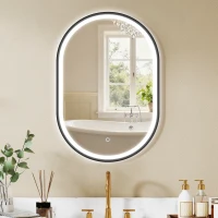 HOMCOM Badezimmerspiegel LED-Beleuchtung 50x70cm, wandmontierter Leuchtspiegel mit Touch-Schalter, 3-Farben-Licht(m-2)