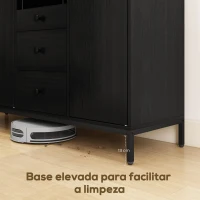 HOMCOM Aparador com 3 Portas e 3 Gavetas Prateleiras Ajustáveis para Cozinha, Entrada Sala de Jantar Quarto 143,5x40x90 cm Preto(m-7)