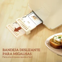 HOMCOM Fervedor de Água 1,7L 3000W Função Manter Quente Torradeira de Pão com Fenda Larga para 2 Fatias 6 Níveis de Tostagem Creme(m-8)