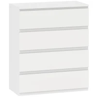 HOMCOM Cassettiera 4 cassetti, 80 x 39 x 95 cm, Bianco(m-1)