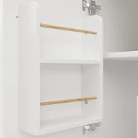 Îlot de cuisine avec table pliante, grand espace de rangement, casier à vin, porte-serviette et porte-épices, 137,9x45/73x92,2 cm, Blanc(m-6)