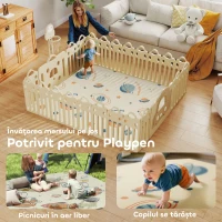 AIYAPLAY Covoraș pentru bebeluși față-verso, covoraș pentru târâre, temă astronauți și planete.(m-8)