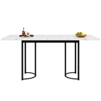 Tavolo allungabile da pranzo con struttura in metallo, 140-179.5x80x75.5 cm, Bianco e Nero(m-10)