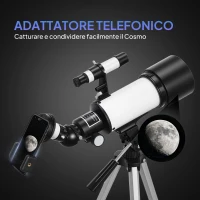 Outsunny Telescopio Astronomico 70mm con 2 Lenti Oculari e Adattatore Smartphone, 80x80x135 cm, Bianco e Nero(m-6)
