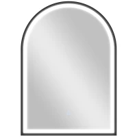 HOMCOM Badezimmerspiegel mit Beleuchtung 50 x 70 cm, gebogener LED-Spiegel, Anti-Beschlag, 3 Lichtfarben, dimmbar, Speicherfunktion, schwarz(m-1)