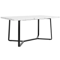 Tavolo da pranzo per 4-6 persone con piano effetto marmo in MDF, 108.8x75x76 cm, Bianco e Nero(m-2)