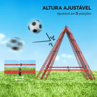 HOMCOM Rede de Rebote Dobrável para Treino Desportivo Ajustável em 5 Níveis de Ângulo com Tubo de Aço 100x95x90 cm Vermelho(m-4)