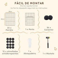 PawHut Recinto Metálico para Animais com 24 Painéis Recinto para Animais Pequenos Personalizável 120x60x80 cm Preto(m-5)