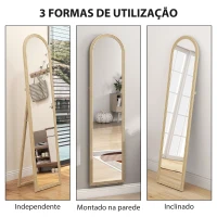 HOMCOM Espelho de Pé 160x40 cm com Moldura Efeito Pedra Espelho de Corpo Inteiro  Retangular para Pendurar Bege(m-7)