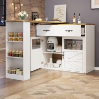 Bancone bar allungabile con vano portaoggetti e girevole a 360°, 138-204x39x104 cm, Bianco(m-4)